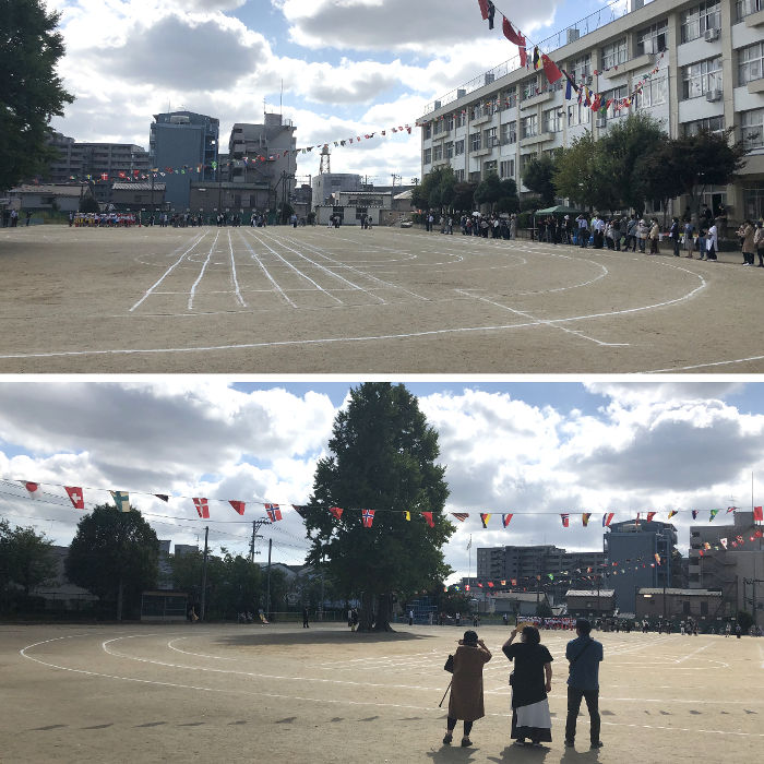 閑散とした校庭