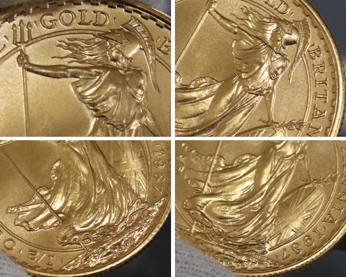 ブリタニア金貨の裏面を撮影した画像