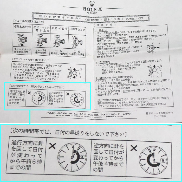 古い説明書の日付変更の説明分