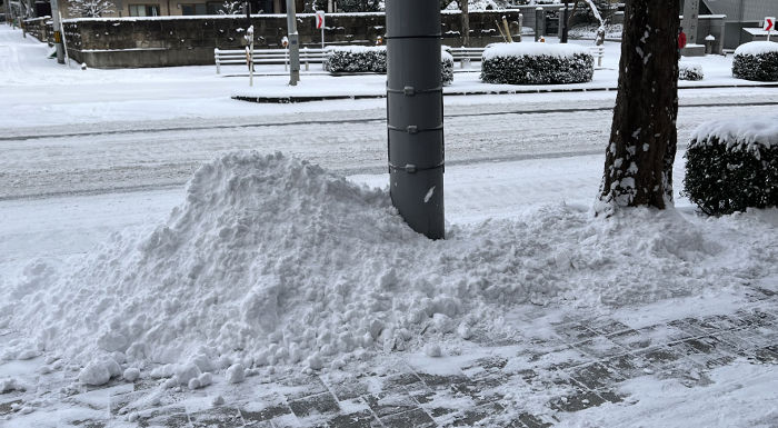 雪かき後の歩道と道路